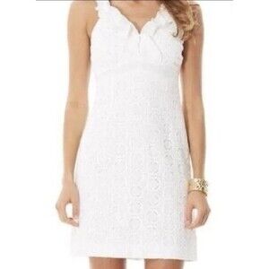 Lilly Pulitzer Phoebe Lucky Dress Women Size 4 Ruffled Straps Lined Lace Resort
